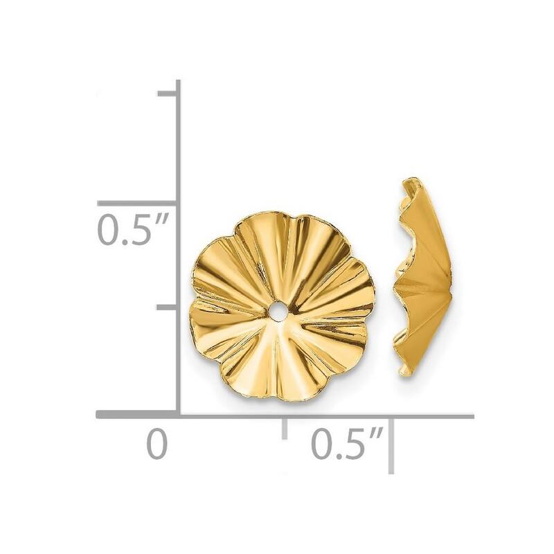 Curata 14k Yellow Gold 7mm Textured Polished Fancy Earrings Jackets