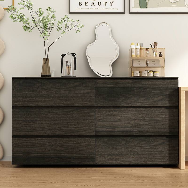 FUFU&GAGA 59" Modern Space Saving 6 Drawer Double Dresser Buffet Sideboard Chest