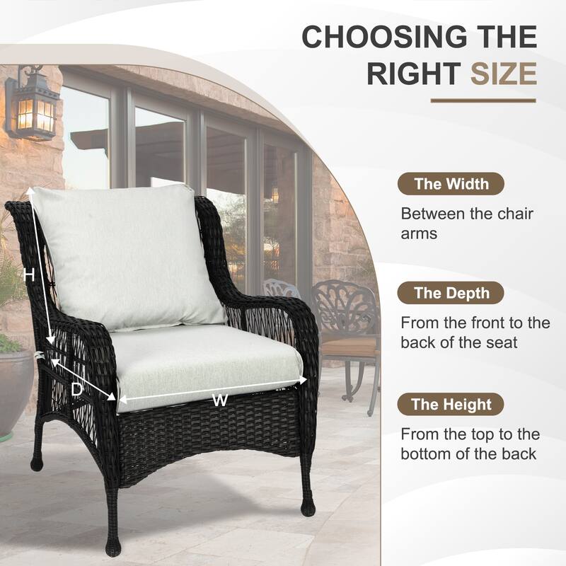 Aoodor Outdoor Deep Seat Cushion Set, Waterproof Patio Furniture Cushions with Adjustable Straps & Removable Cover