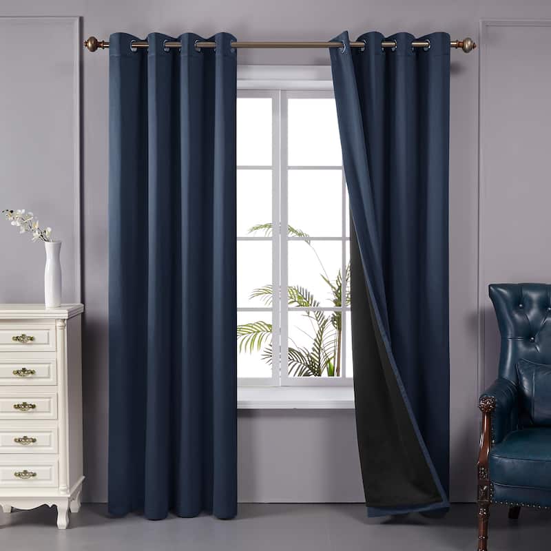 Deconovo 100 Percent Blackout Double Layers Lined Curtain (2 Panel)