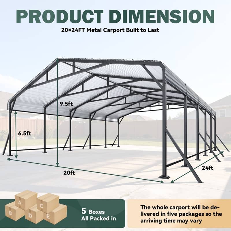 EROMMY Heavy Duty Metal Carport with Extra Support Poles, UV & Waterproof Car Canopy for Outdoor Vehicle Shelter