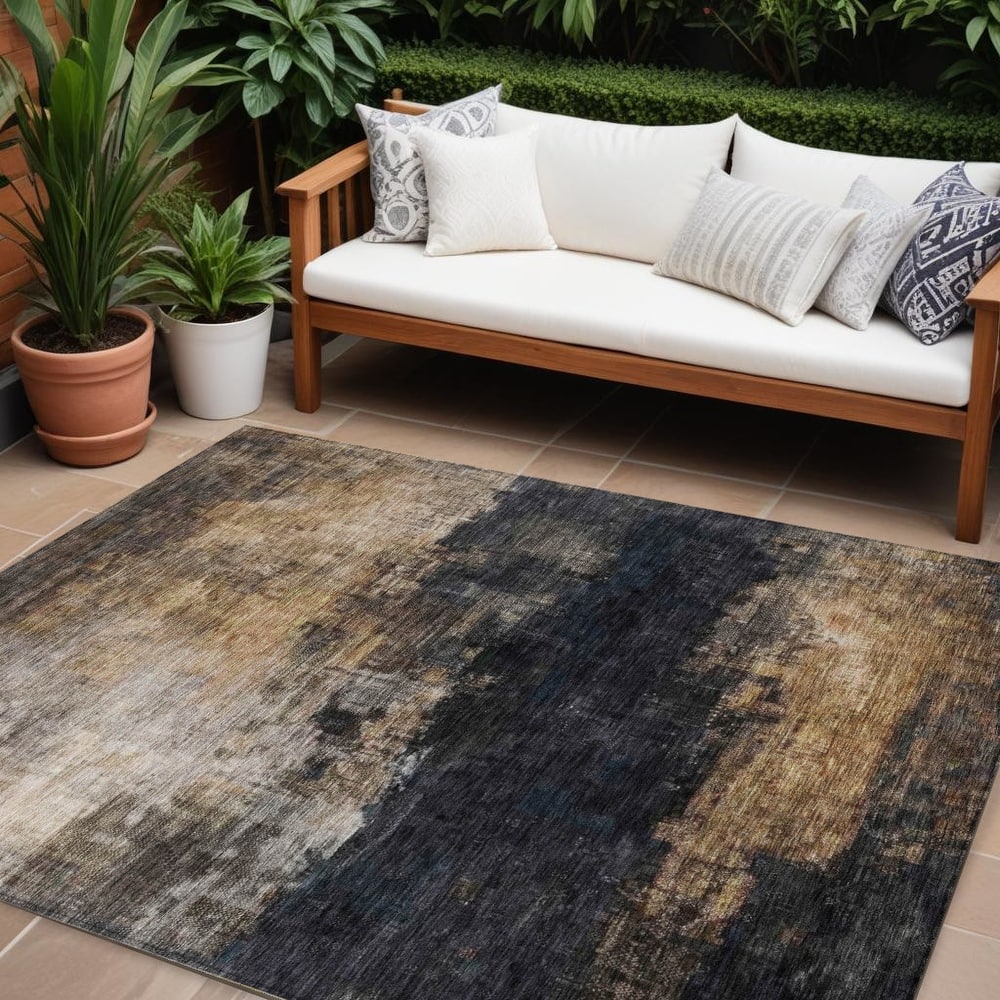 HomeRoots Abstract Transitional Rectangle Outdoor Rug