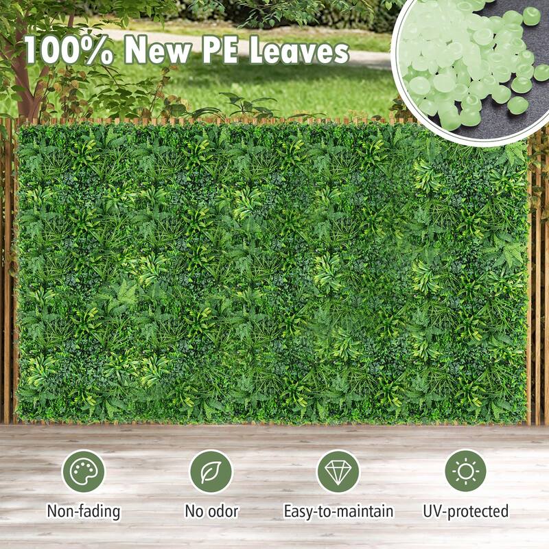 Gymax 4 Pack 20'' x 20'' Artificial Hedge Boxwood Panels with 7 Types