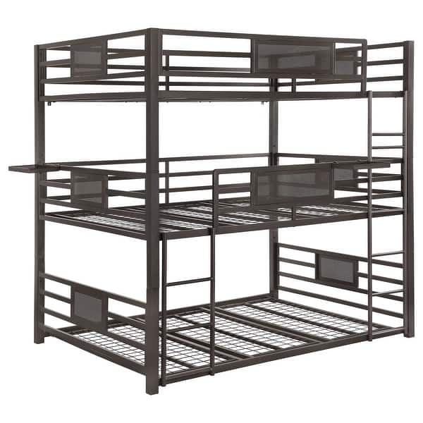 slide 2 of 22, Rogen Dark Bronze Metal Frame Triple Bunk Bed