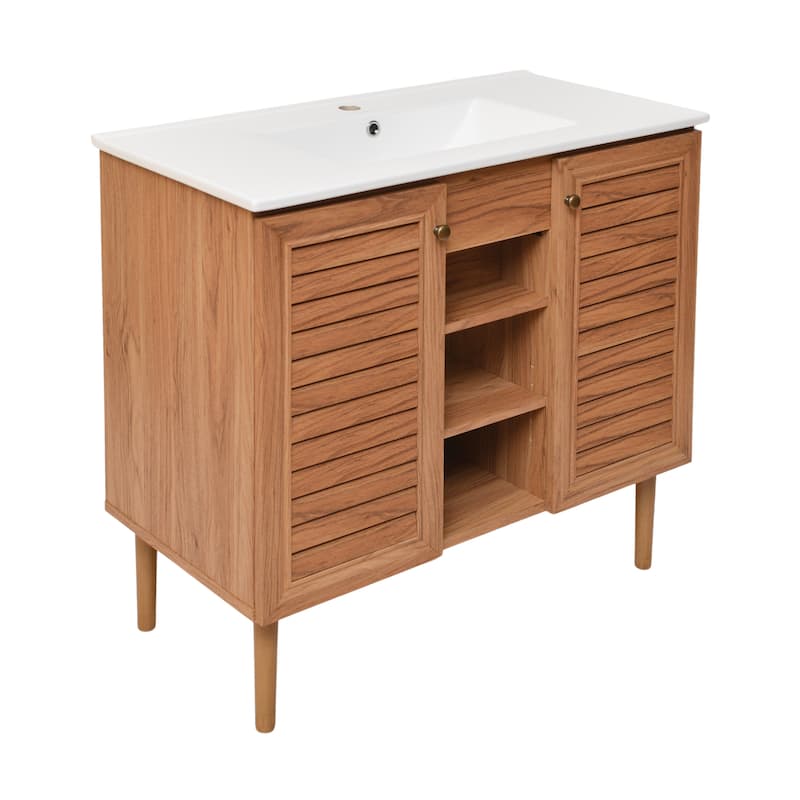 Bron 36" Bathroom Vanity in Oak - Oak Finish - Oak - Single Vanities