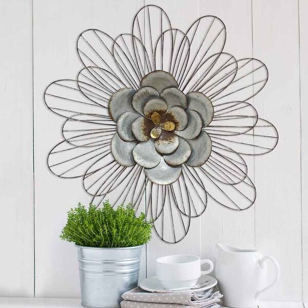 Shop Stratton Home Hand Crafted Galvanized Daisy Wall Decor
