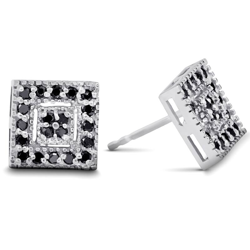 Bliss Diamond 1/3ct Pave Black Diamond Studs White Gold