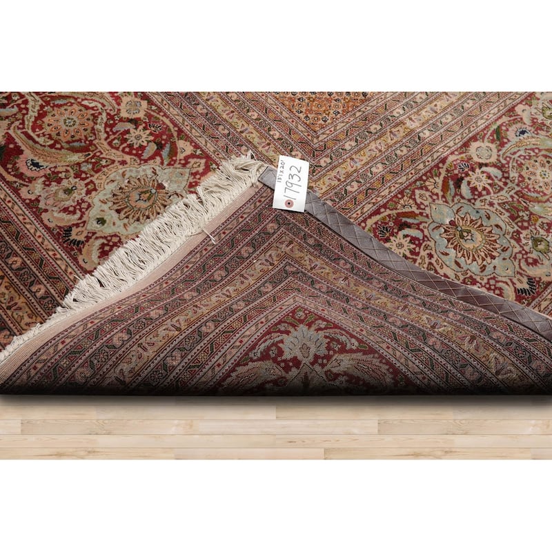 Hand Knotted Beige Persian Wool & Silk Traditional Oriental Area Rug - 13' 1'' x 20'