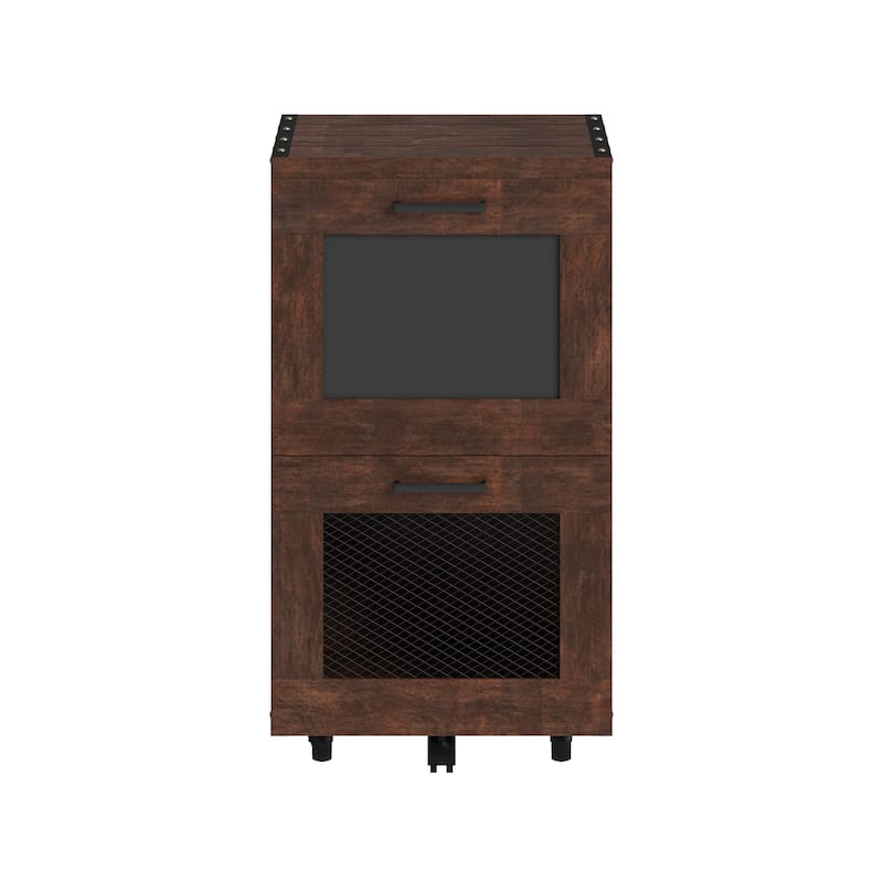 Rustic Walnut Window 2-Drawer Wood File Cabinet by Furniture of America