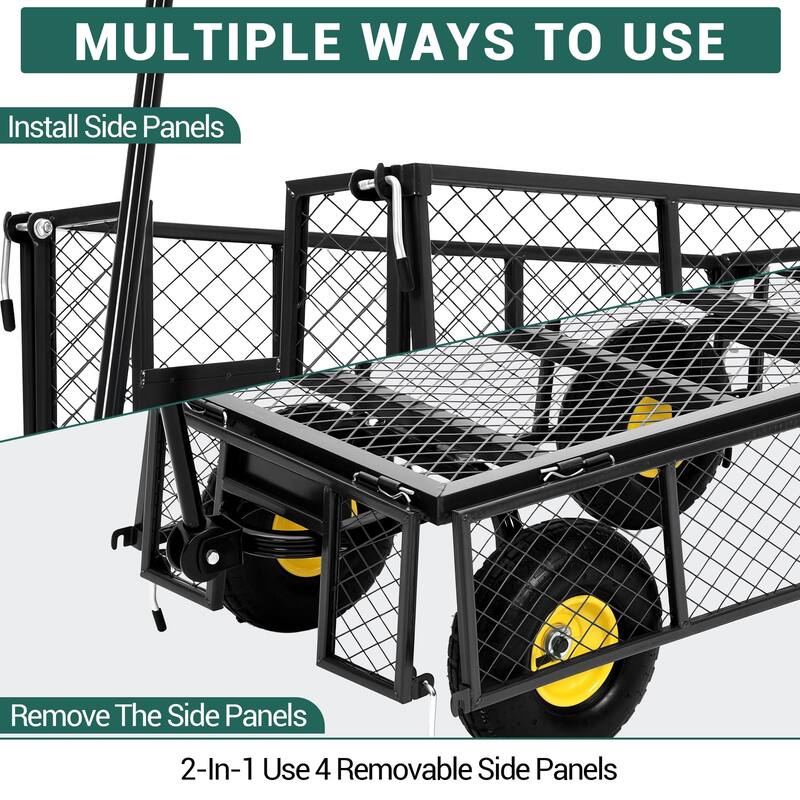 Heavy Duty Steel Utility Garden Wagon Cart with Removable Sides