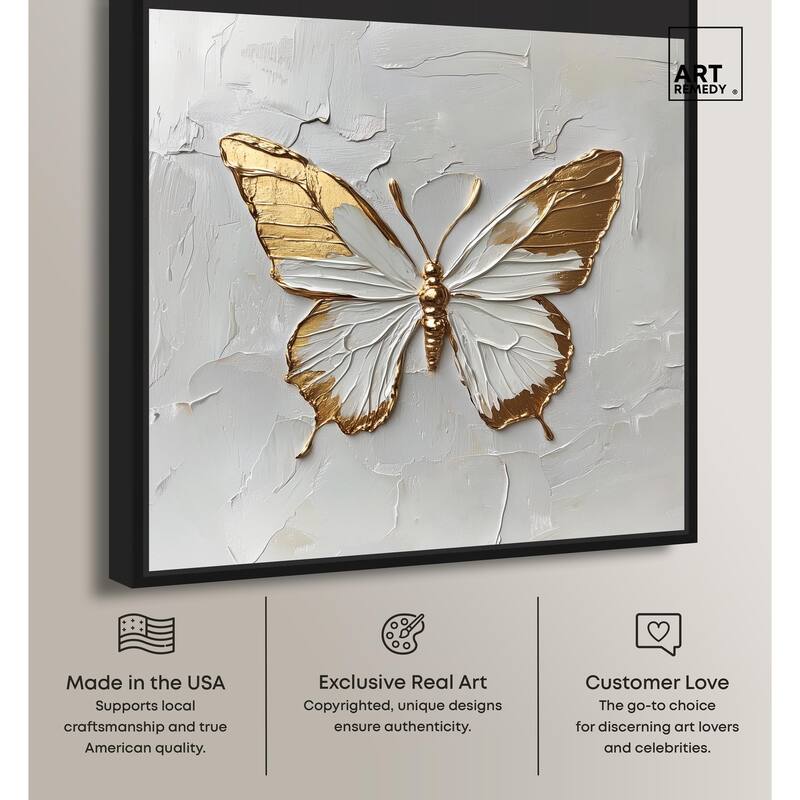 Simple Golden Butterfly Canvas by Art Remedy