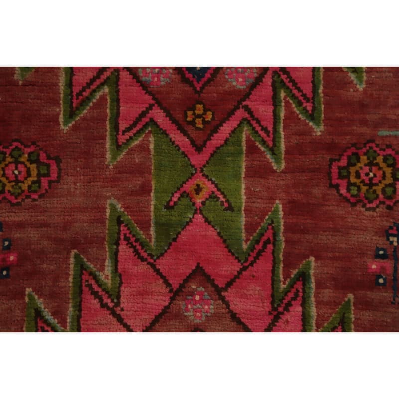 Hand Knotted Oriental 100% Wool Carpet Traditional Geometric Red Meshkin Area Rug - 7' 7'' X 4' 1''