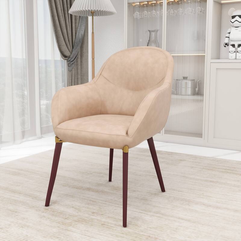 Elias Dining Chair Upholstered in Leather Velvet and Powder Coated Legs Set of 2
