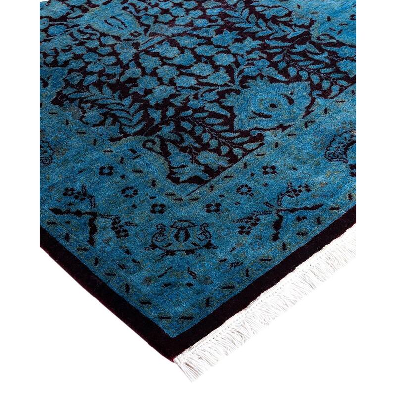 Fine Vibrance One-of-a-Kind Hand-Knotted Runner Rug - Blue, 2' 6" x 8' 3" - 2' 6" x 8' 3"