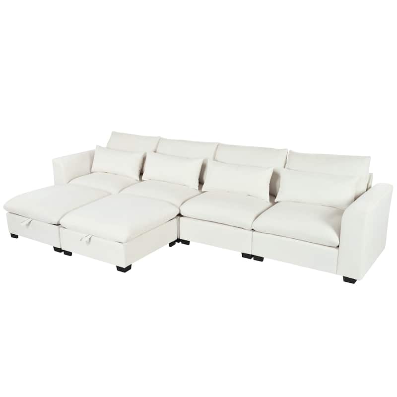 Modular Sectional Sofa U-Shaped Convertible Couch w/ Lumbar Pillows