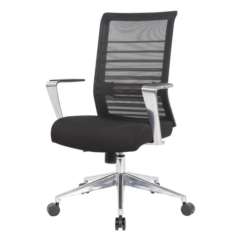 Zara Rolling Task Chair, Black Mesh, Aluminum Synchro-Tilt Mechanism