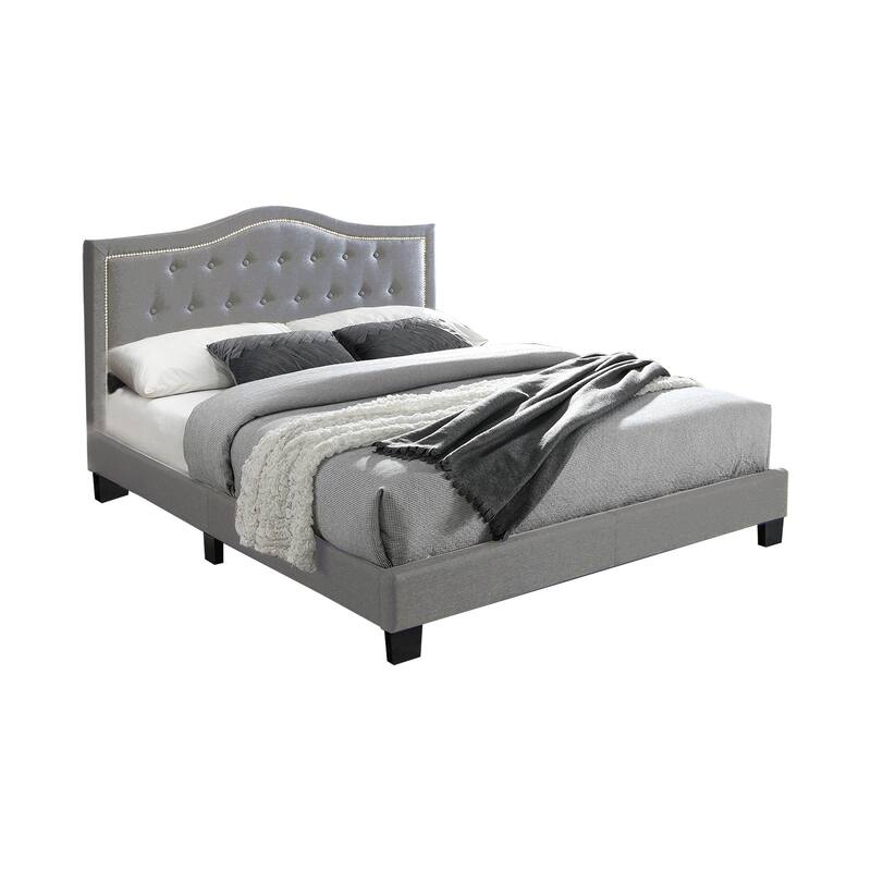 Fabric Upholstered Bed with Button Tufting