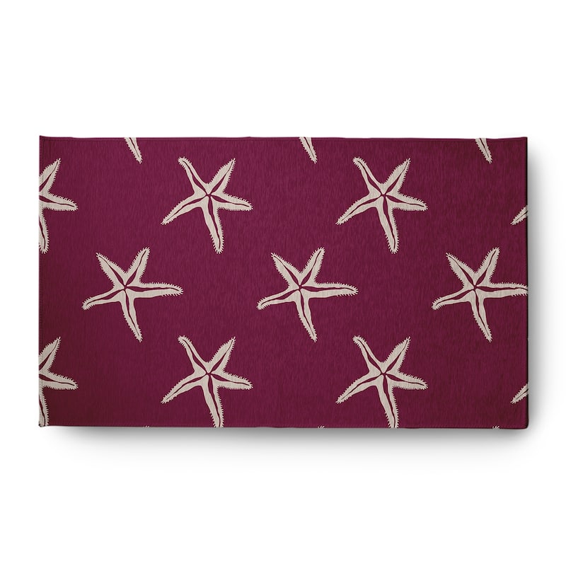 Starfish Beach Style Chenille Area Rug - Maroon Red - 3' x 5'