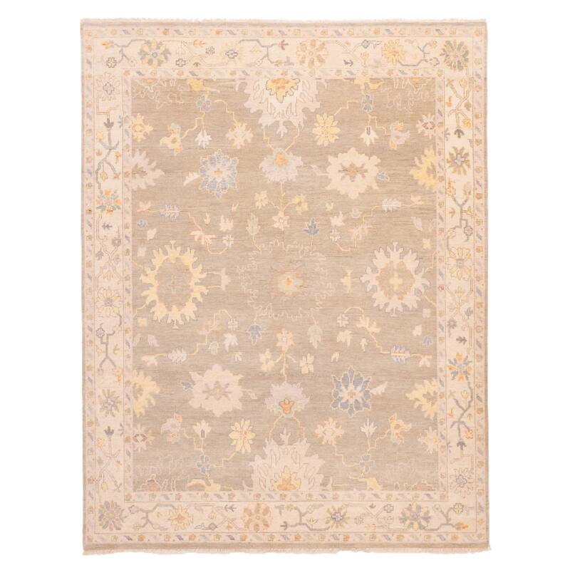 ECARPETGALLERY Hand-knotted Modern Oushak Grey, Taupe Wool Rug - 8'1 x 9'11