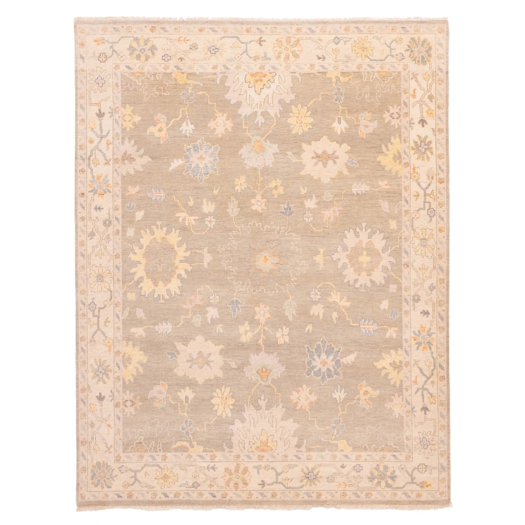 ECARPETGALLERY Hand-knotted Modern Oushak Grey, Taupe Wool Rug - 8'1 x 9'11