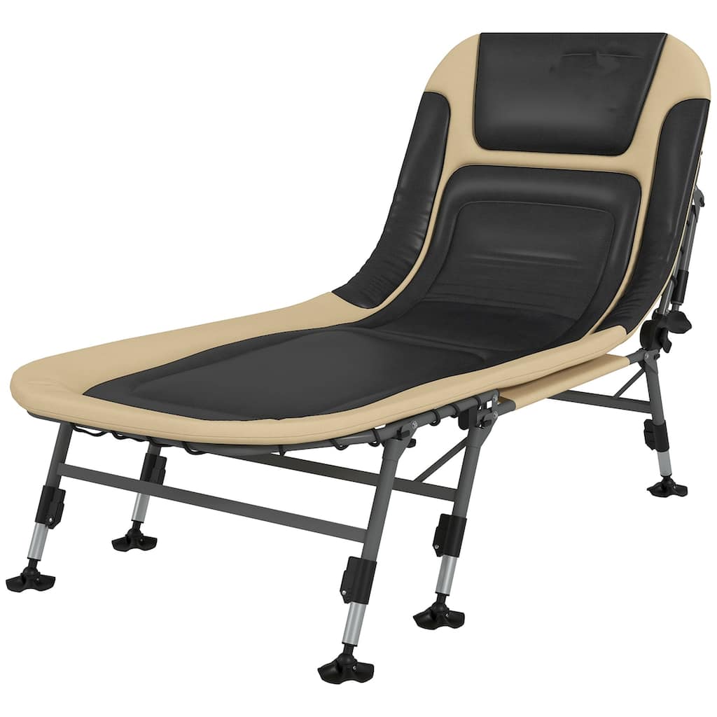Steel Camping Cot with Adjustable Back and Pillow Swivel - 78.7" L x 33.5" W x 15.7" -21.7" H