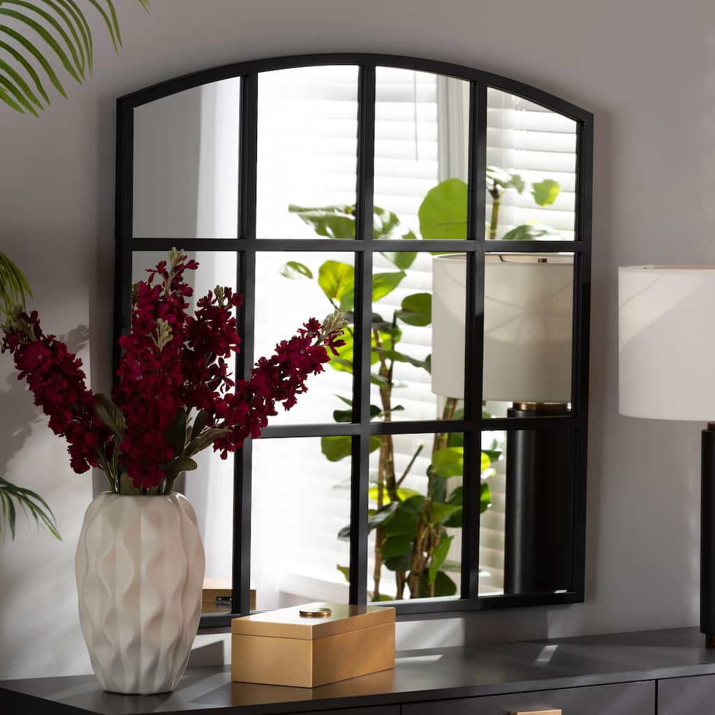 Barrington Modern Black Finished Metal Accent Wall Mirror