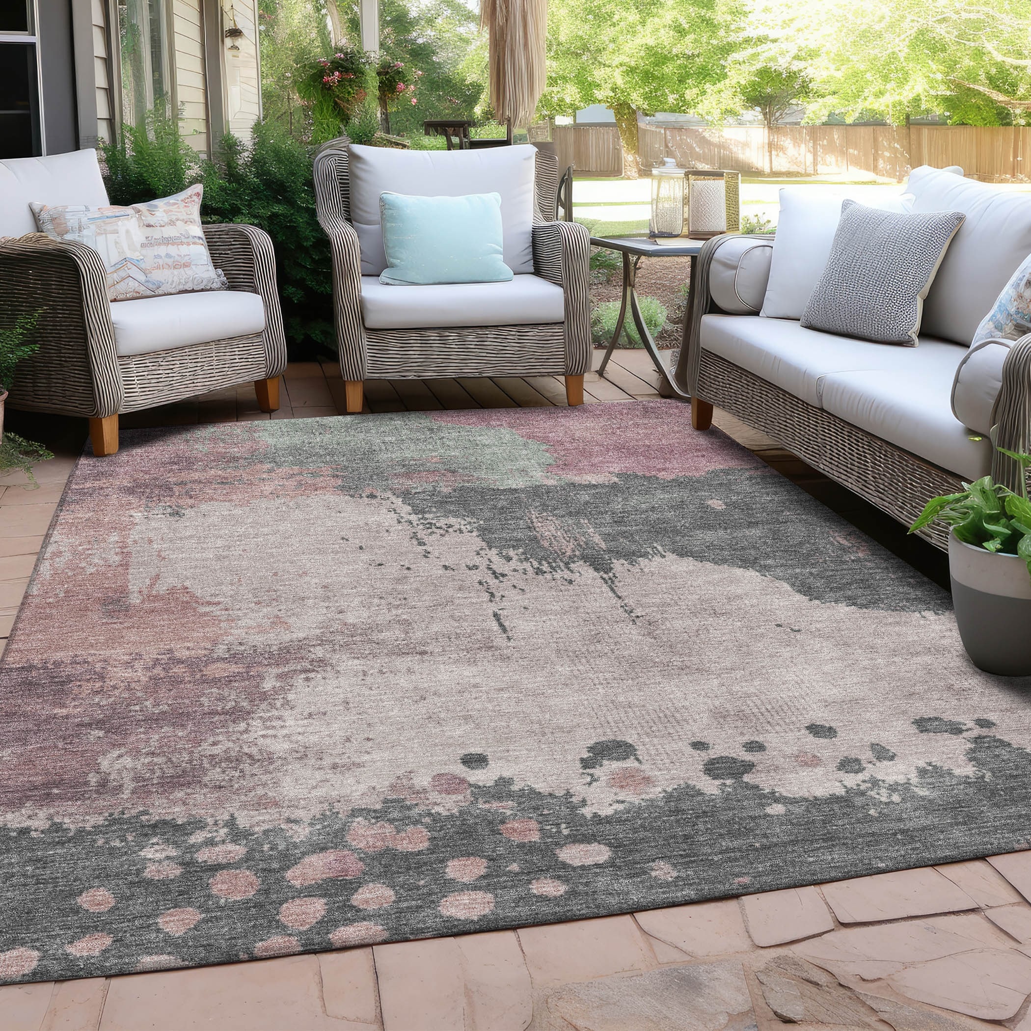 Machine Washable Indoor/Outdoor Modern Exquisite Chantille Rug