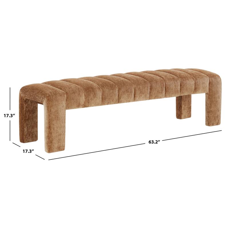 SAFAVIEH Couture Bellisima Channel Tufted Bench, Fully Assembled - 63"W x 17"D x 17"H