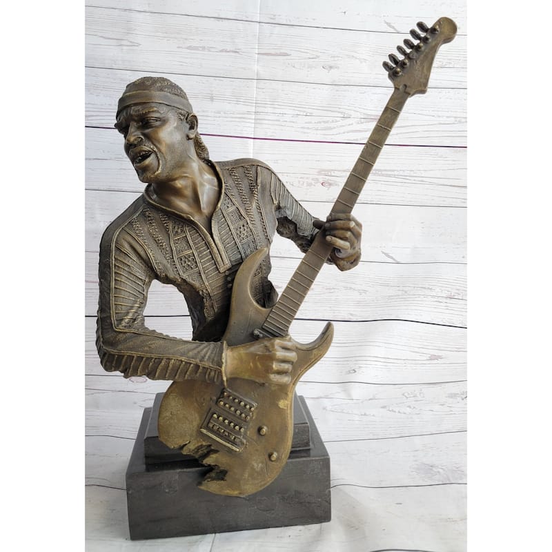 Jimi Hendrix Guitarist Musician Bronze Statue Sculpture Figure 18 Inches X 17 Inches