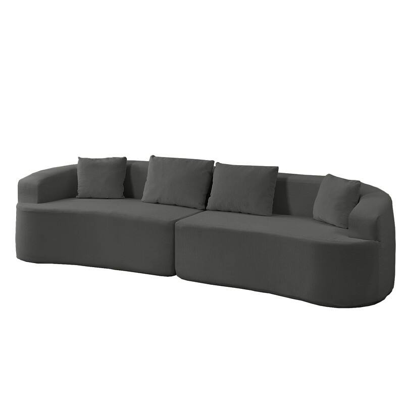 Mixoy 112" Curved Modular Sectional Sofa in Chenille Fabric Modern Minimalist Design Compressed No Assembly Required