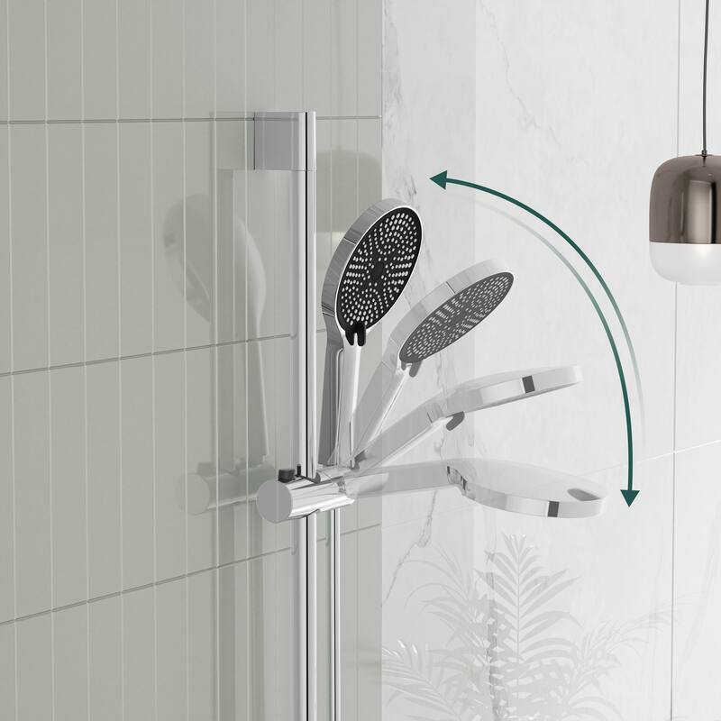 Modland Wall-Mounted Bathtub Faucet with 3-Function Hand Shower, 1.59GPM, Matte Black/Chrome, CUPC Certified