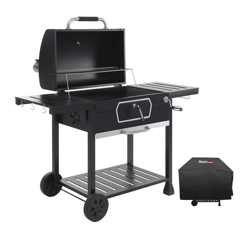 Royal Gourmet Deluxe 30-Inch Smoker Charcoal Grill with Cover,Black