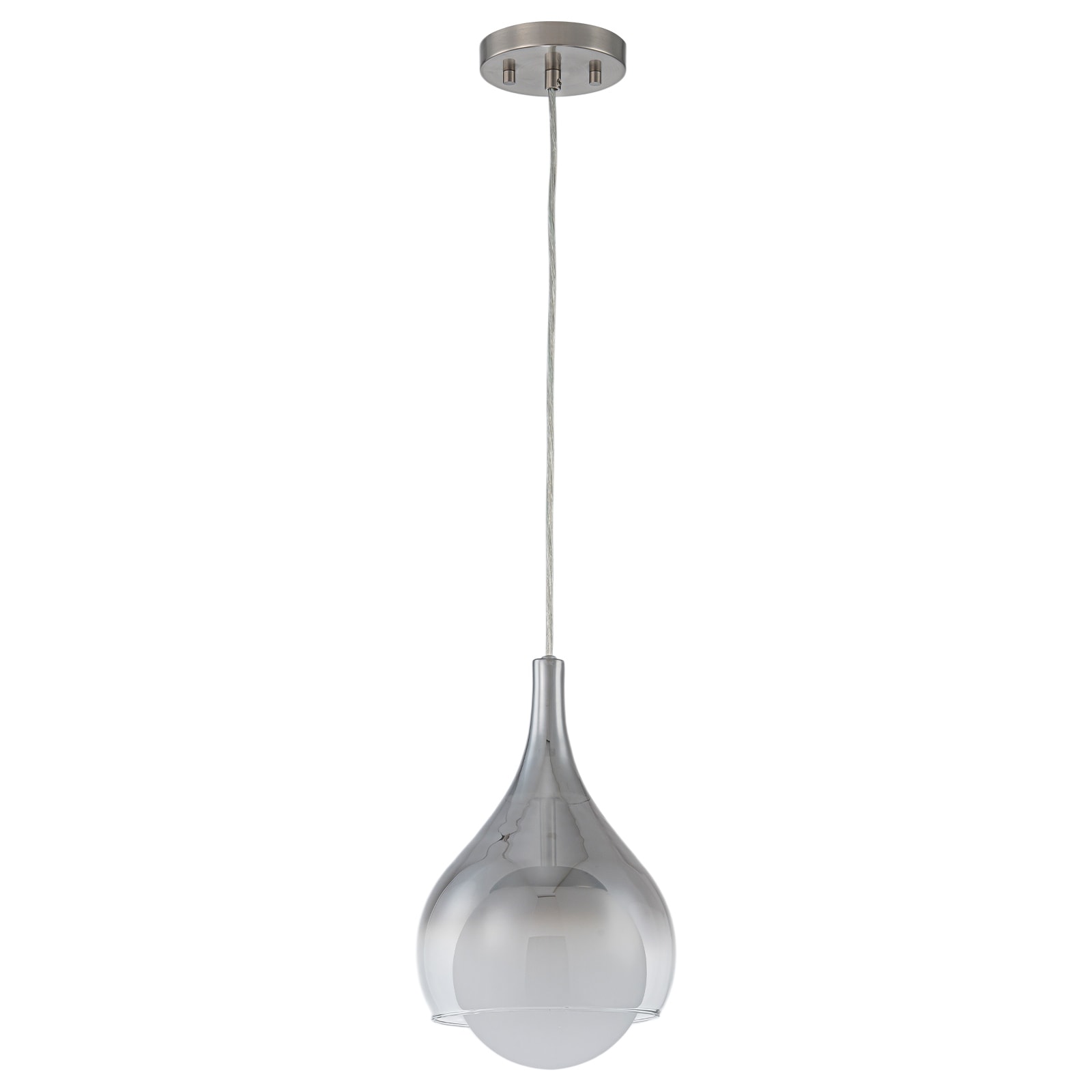 Modern Nickel Teardrop Pendant Light Smoke Gradient White Glass Shade - Dia.7.87inch
