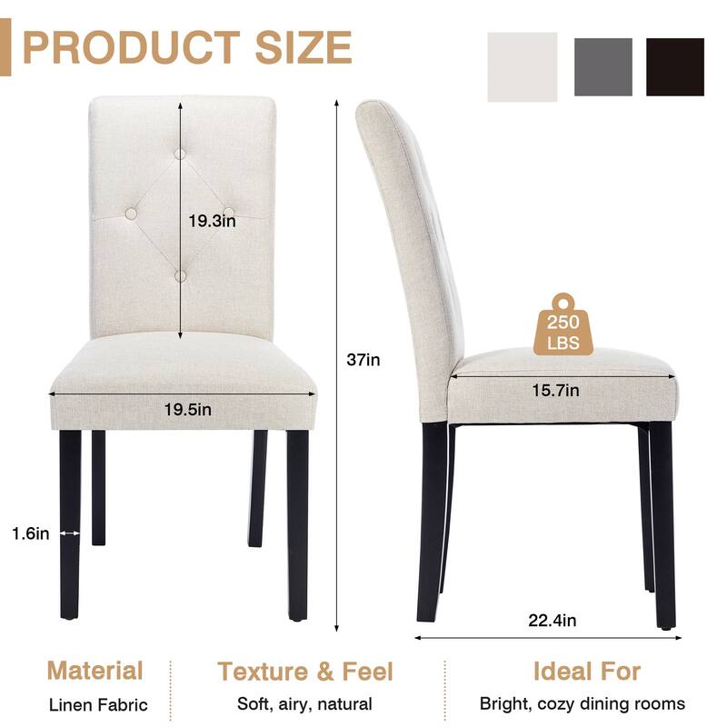 Javlergo Upholstered Dining Chairs Set of 4, Fabric or Faux Leather Dining Room Chair with Metal Legs