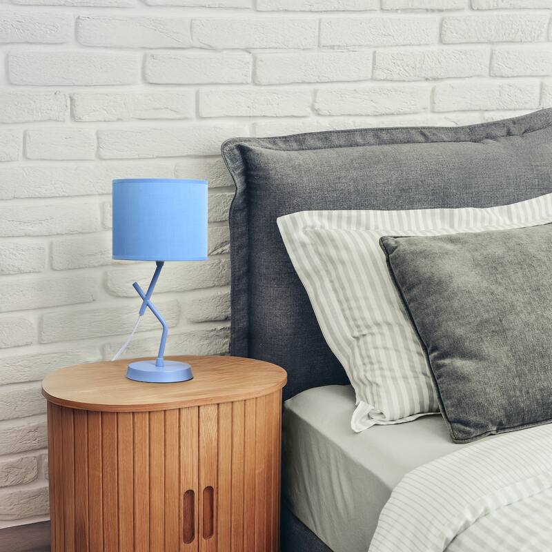 Abstract Angular Table Lamp with Drum Shade - 17" - Blue