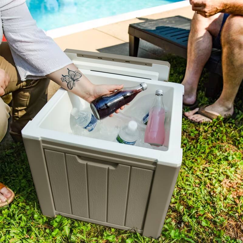 Ice Box Outdoor Resin Storage Box with Seat,Durable and Waterproof for Patio and Garden