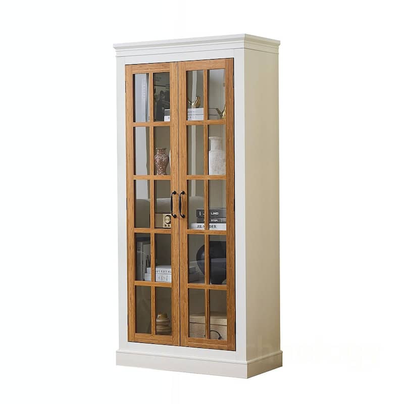Glass Door Tall Storage Cabinet