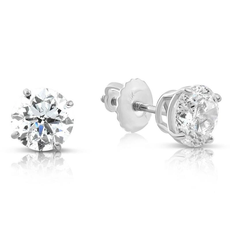 1.70 cttw White Round Cut Studs Earrings Screw Back