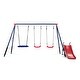 preview thumbnail 2 of 3, Delta Children FunZone Outdoor Metal 4-Piece Swing Set - Includes 2 Swings, 1 Disc/Saucer Swing and Slide