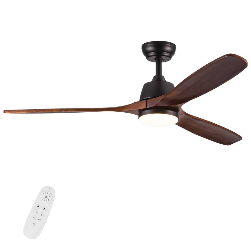 Whisper-Quiet Motor Wooden Ceiling Fan with Light and Remote, 6-Speed Reversible DC Motor, 3-Color Light Settings