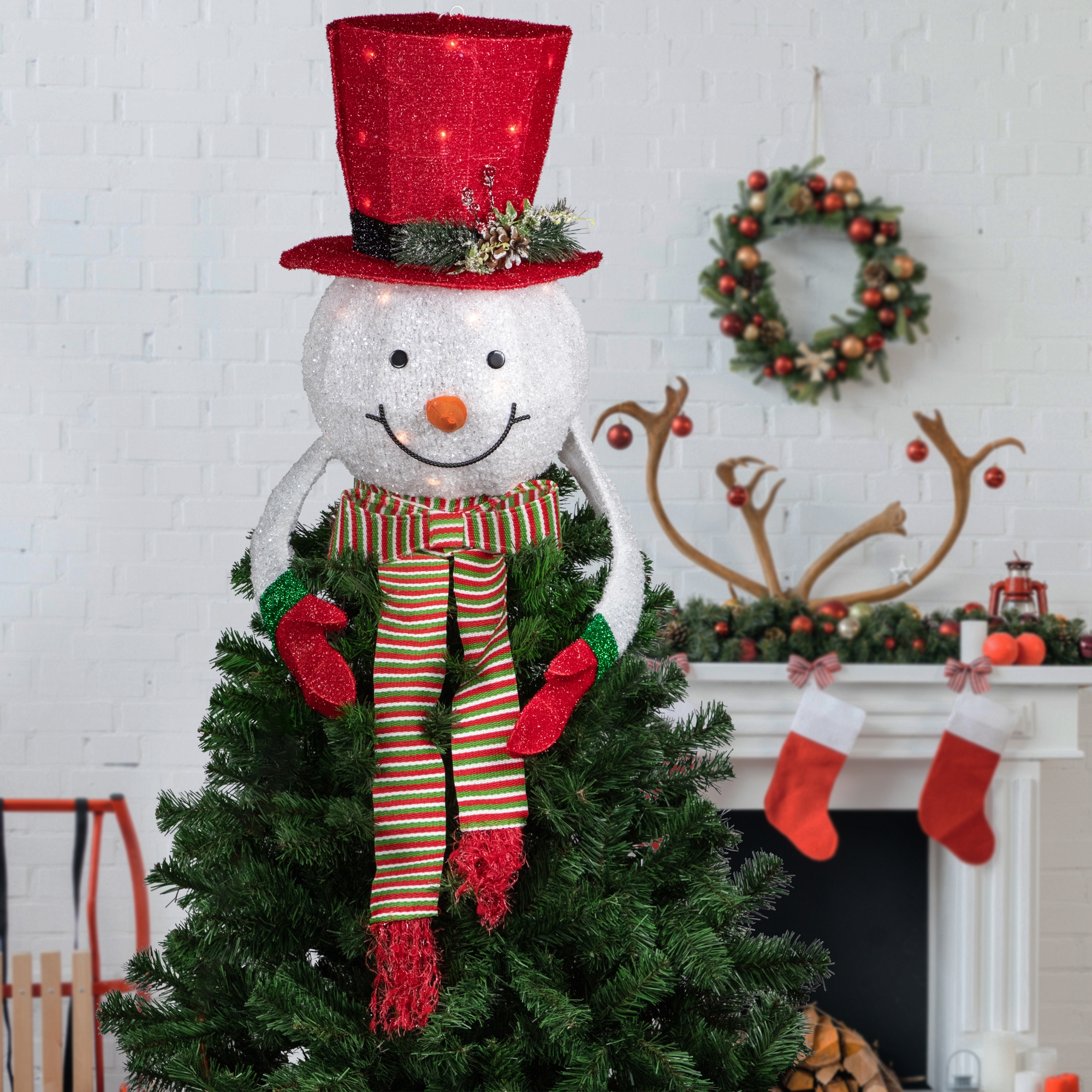 Northlight 21.5 Lighted Snowman with Red Top Hat