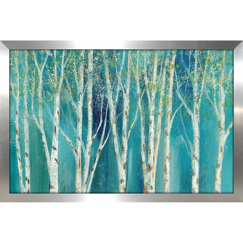 "Birch on Blue (Horizontal)" by Nan Print on Acrylic