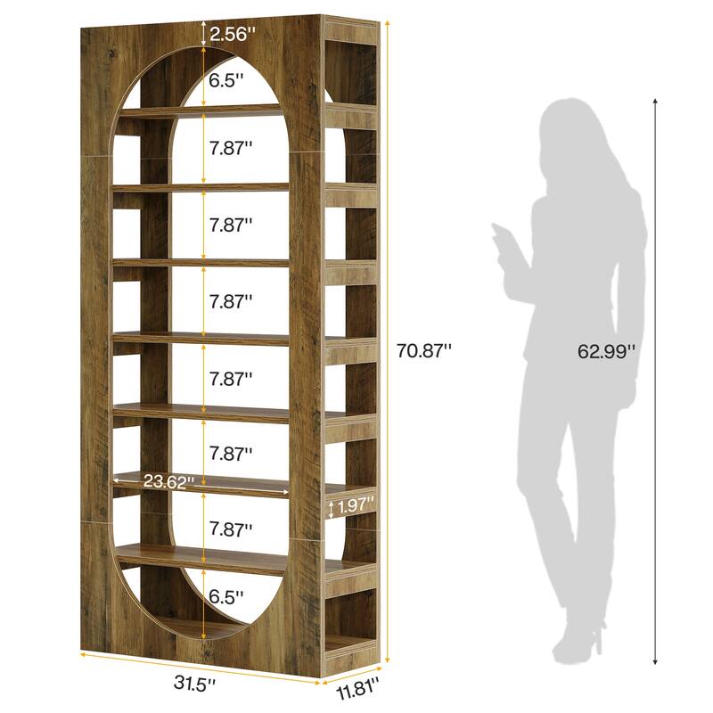70.87" Tall Arched Shoe Rack, 8-Tier Wooden Shoe Cabinet