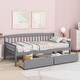 preview thumbnail 11 of 25, Kids Daybed Wood Sofa Bed with Pull-out Storage Drawers Twin Size Platform Storage Bed with Headboard Footboard Guardrails
