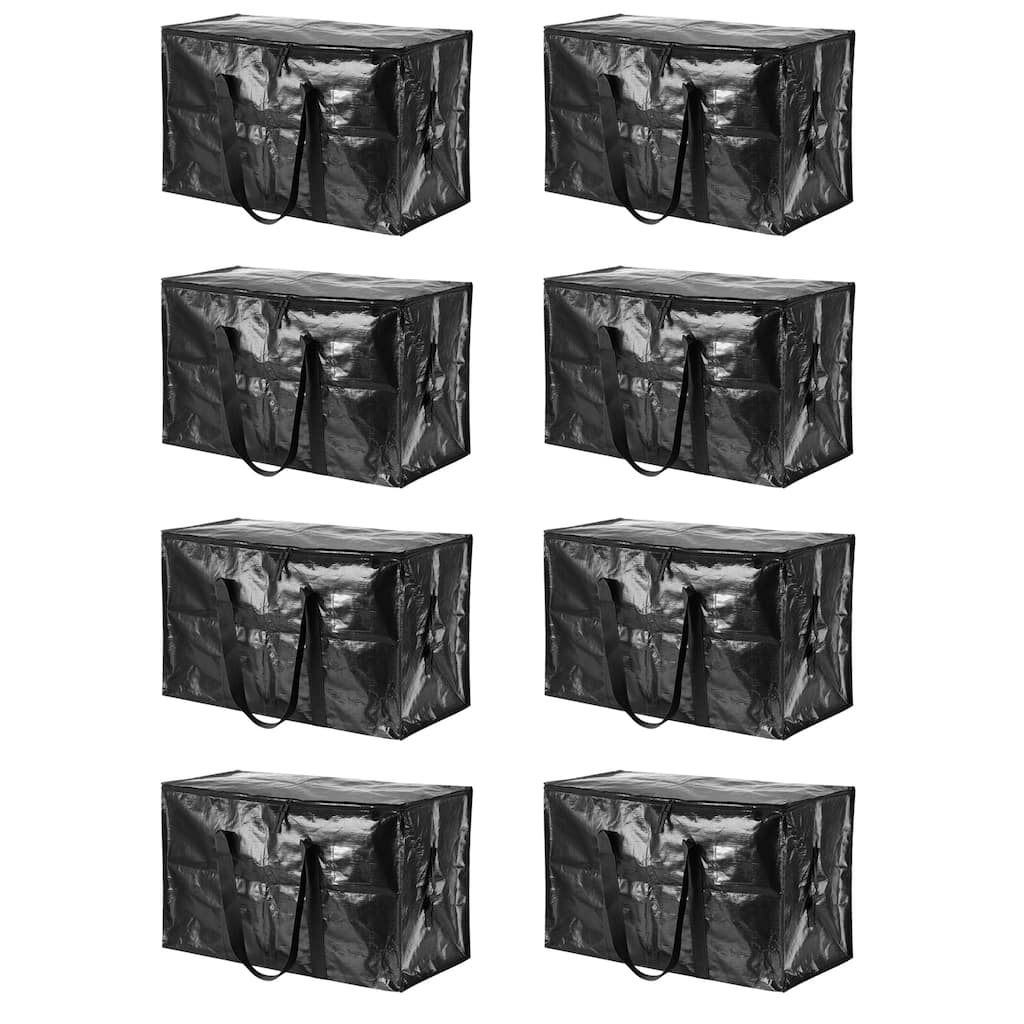 8 Pcs Extra Large Moving Bags Large Bag with Handles and Zipper - Black