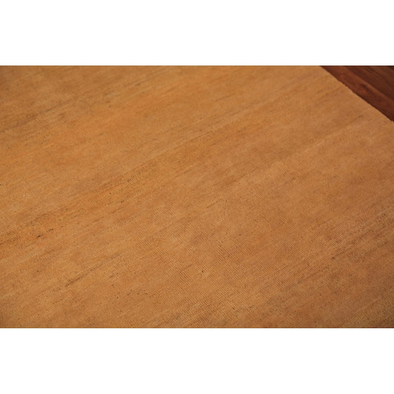 Gold Gabbeh Modern Rug Hand-Knotted Tribal Wool Carpet - 3'11" x 5'10"