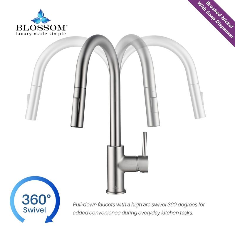 Blossom Solid Pull-Down Kitchen Faucet w/ 360 Swivel, Single Handle