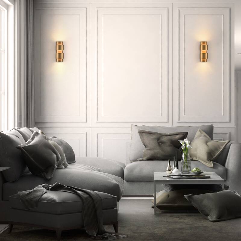 2 - Light Steel Flush Mounted Ring Wall Sconce