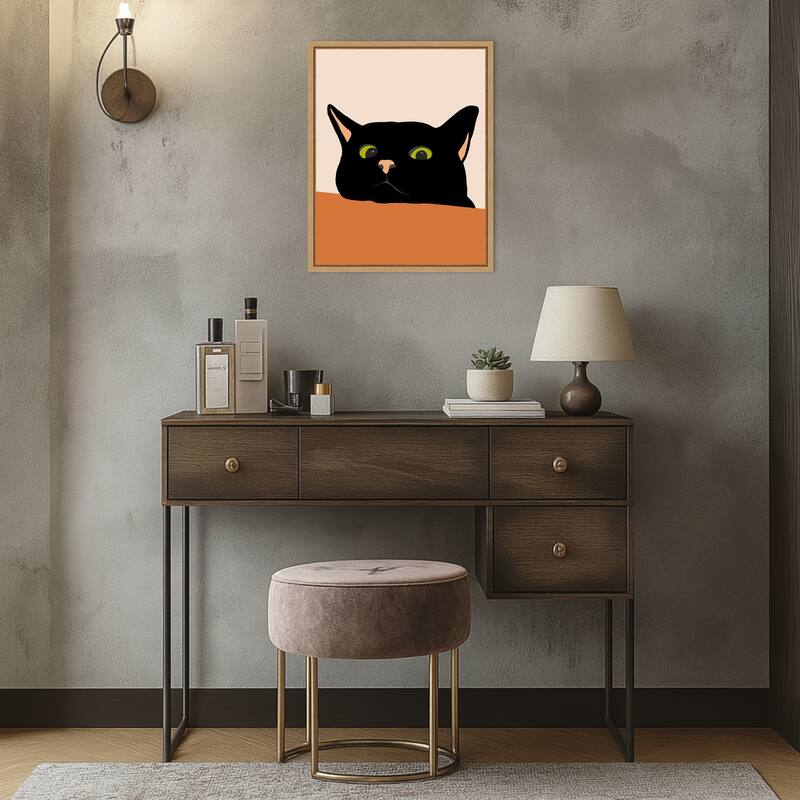 The Curious Cat by Uma Gokhale Framed Canvas Wall Art Print