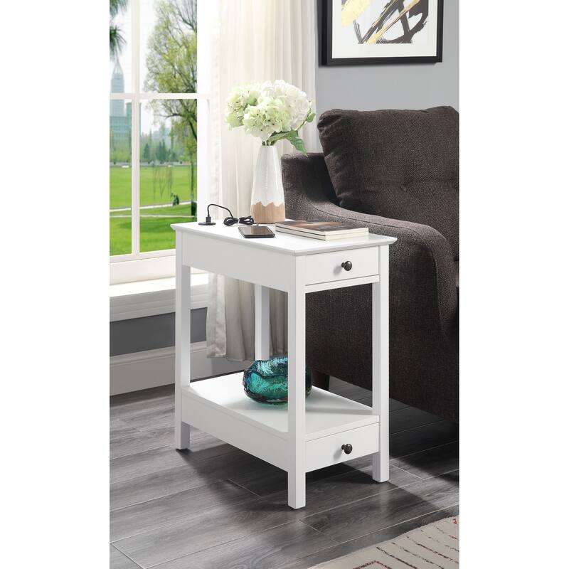 Albernaz Storage Accent Table with USB - White